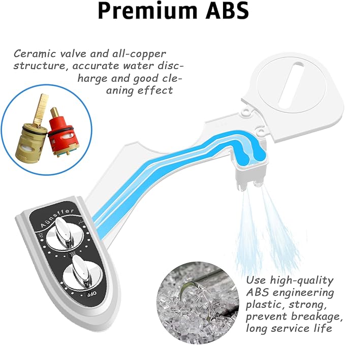 Bidet Toilet Attachment, Toilet Bidet Cold Water No-Electric, 3 Wash Modes