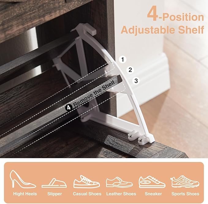 Shoe Storage Cabinet, Farmhouse Shoe Organizer