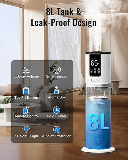 Lacidoll 8L Humidifiers for bedroom, Humidifiers large room up to 500 sq ft