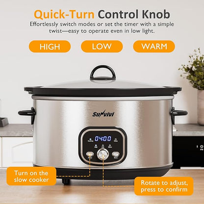 Sunvivi Slow cooker Pot 8.5 QT Programmable Stainless Steel Color :