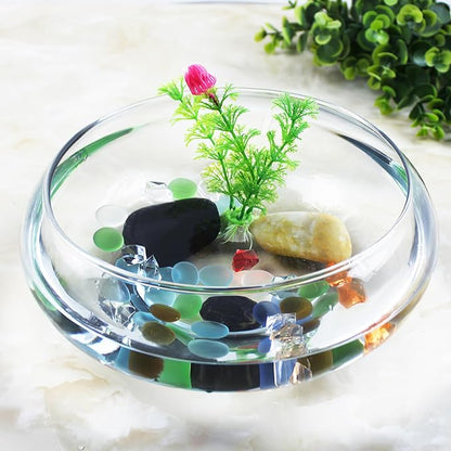 Happyyami Transparent Aquarium Tank 1 Gallon Acrylic Betta Fish Bowl Desktop Fish Tank for Home Office Decor and Hydroponic Plant Display