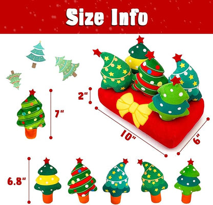 Christmas Hide and Seek Dog Toys, Squeaky Interactive Puzzle Dog Toys for Boredom and Stimulation, Dog Enrichment Toys for Small and Medium Dogs (Christmas Trees, Pack of 6)