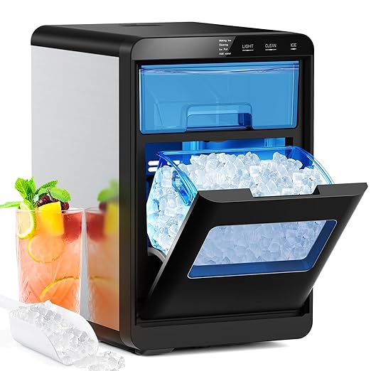 COWSAR Nugget Ice Makers Countertop, 44Lbs/24H Crushed Ice Maker & Pebble Ice