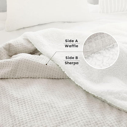 Electric Blanket King Waffle, 90x100 Inches, Dual Controllers, Sherpa Fleece