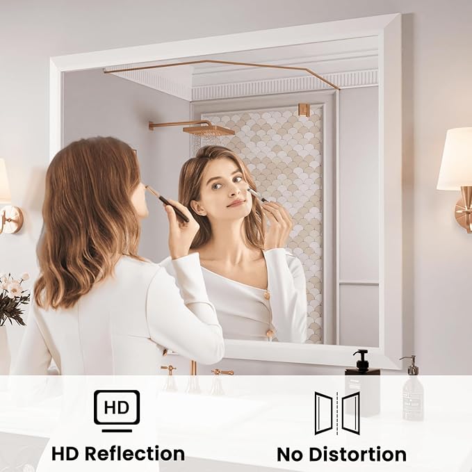 Amorho Bathroom Mirror, 44x36 Inch White Framed Bathroom Mirrors