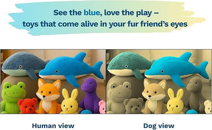 Crinkle Dog Toy – No stuffing Squeaky Dog Toy for Small, Medium & Large Breeds, Interactive Tough toy set - Ideal for Chewing, Teething & Fetch, Durable Pet-Safe Materials - Soft Blue Plush, Large