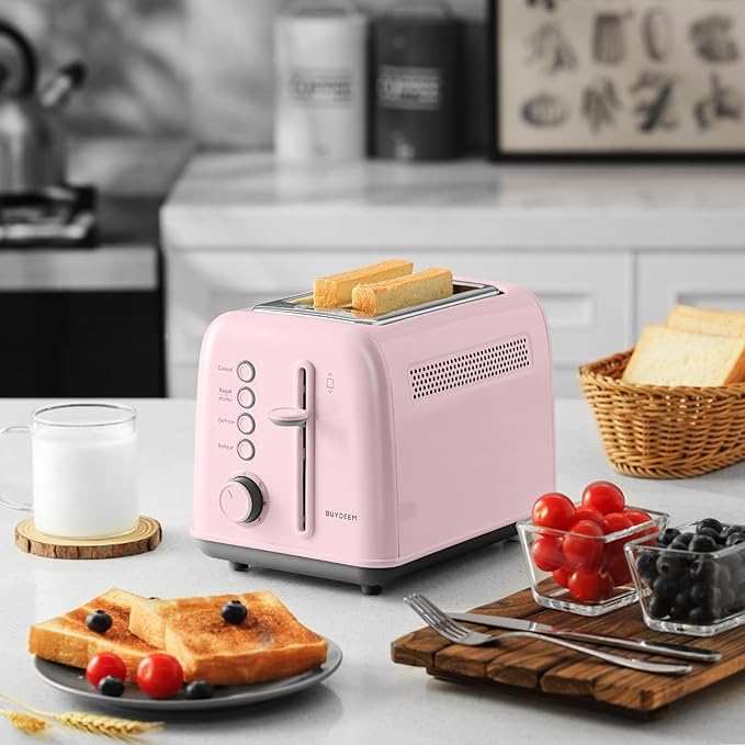 BUYDEEM DT620 2-Slice Toaster, Extra Wide Slots, Retro Stainless Steel