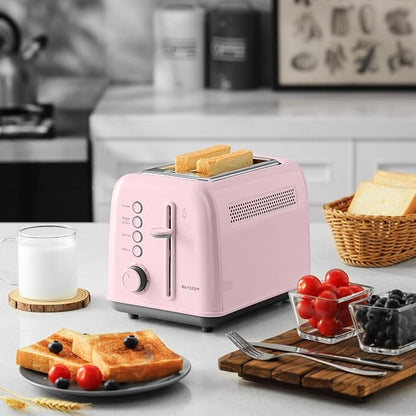 BUYDEEM DT620 2-Slice Toaster, Extra Wide Slots, Retro Stainless Steel