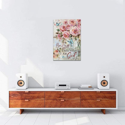 Farmhouse Rose Wall Art Christian Scripture Pictures Pink Rose Wall Decor Rustic Floral Butterfly Canvas Print Painting Artwork for Bathroom Living Room Bedroom 16"x24"