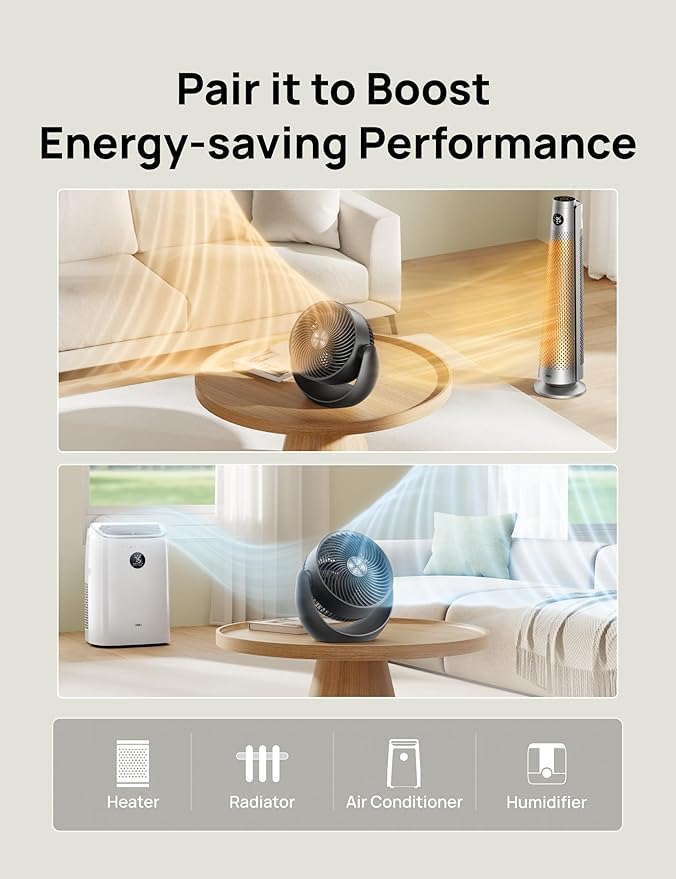Dreo Fan for Bedroom, Table Air Circulator for Whole Room, 11 Inch, 40ft Strong