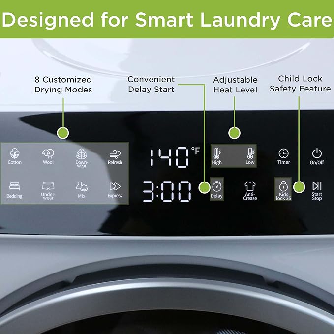 HAMILTON BEACH Electric Compact Portable TOUCHSCREEN Laundry Dryer