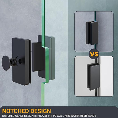 Bathroom Shower Glass Door 33.5" W×78.75" H, 3/8" Thick Clear Tempered Glass