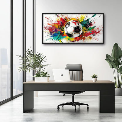 Extra Large Framed Soccer Wall Art,Oversized Colorful Graffiti Sport Ball Wall Decor Pictures for Living Room,Canvas Print Painting Modern Artwork Bedroom Office Bathroom Home Decor 60L x30W