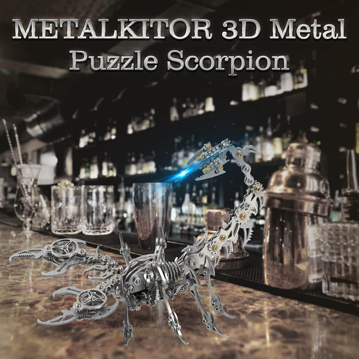 Scorpion 3D Metal Puzzles Kits for Adults Teens – 454 Pcs – Mechanical Assembly Models – 4 Hours to Build – Ideal for Gifts and Decorations (Silver)
