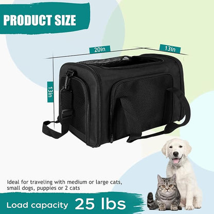 Top tasta Dog Cat Carrier Pet Carriers for Small Medium Large Cats Dogs Carrier Under 25 Lbs Soft Sided Small Puppy Dog Carrier Portable Foldable Dog Cat Travel Carrier （Black 20 * 13 * 13）