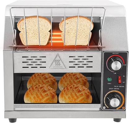 1900W Commercial Conveyor Toaster, 1-7 Gears Electric Stainless Steel
