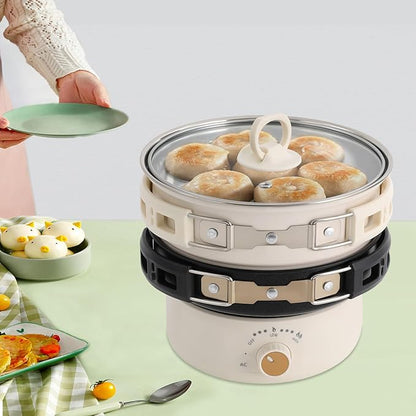 Portable Electric Hot Pot with Foldable Handles, Non-stick Frying Pan, Mini Hot