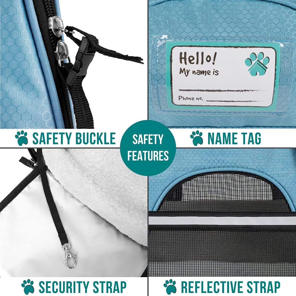 PetAmi Airline Approved Pet Carrier for Cat, Soft Sided Dog Carrier for Small Dogs, Cat Travel Supplies Accessories for Indoor Cats, Ventilated Pet Carrying Bag Medium Large Kitten Puppy, Large Blue