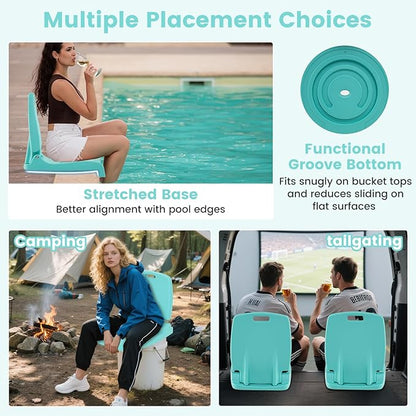 Goplus Poolside Chair for Edge of Pool, Foldable Portable Flip Seat w/Back Support & 2 Handles, Lightweight Outdoor Camping Chair for Stadium, Tailgating, Fishing, Boats, Beach (Mint Green, 2 Packs)