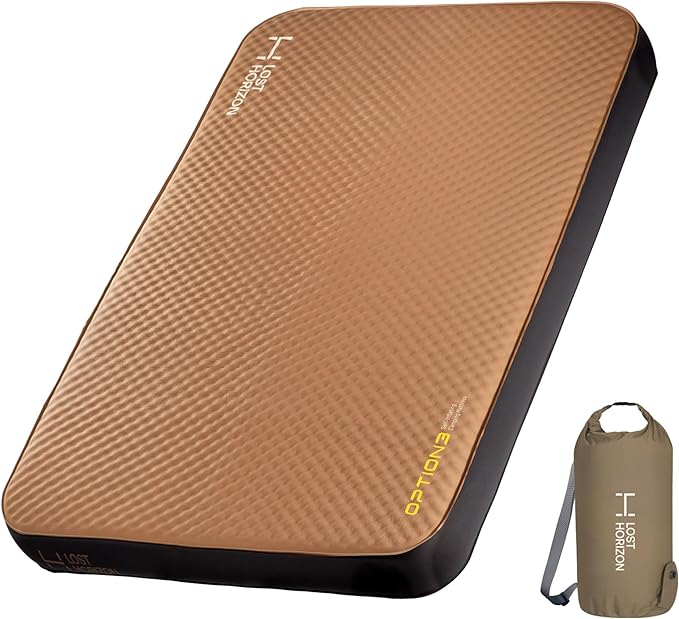 LOSTHORIZON Air & Foam Camping Mattress, Self-Inflating Sleeping Pad, 4.5" Thick, with Pump Sack, Queen