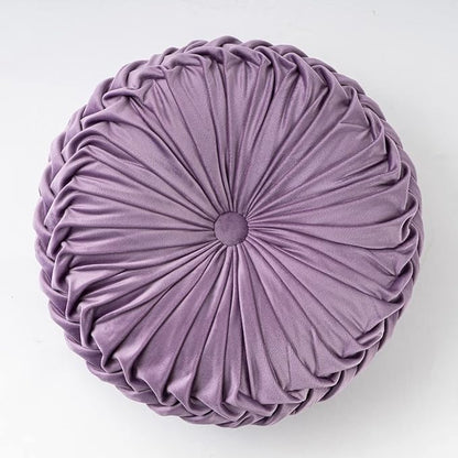 vctops Purple Velvet Seat Cushions Round Floor Pillows Thicken Chair Cushions Pleated Chair Pads Seat Pad Throw Pillows for Bedroom Living Room (Light Purple,Diameter 15")