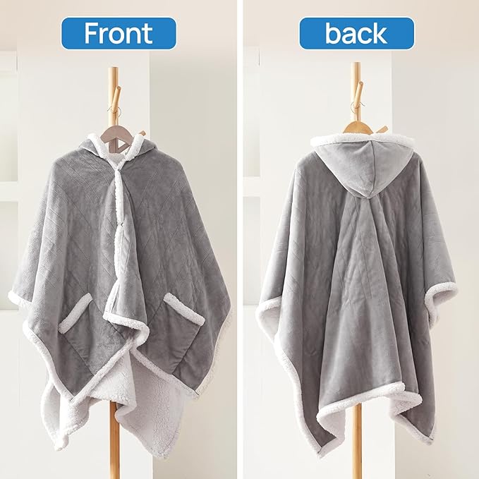 Westinghouse Wearable Heated Throw Blanket, Electric Heated Wrap Poncho Shawl