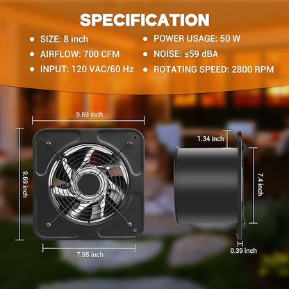 YOZON 8-Inch Kitchen Exhaust Fan