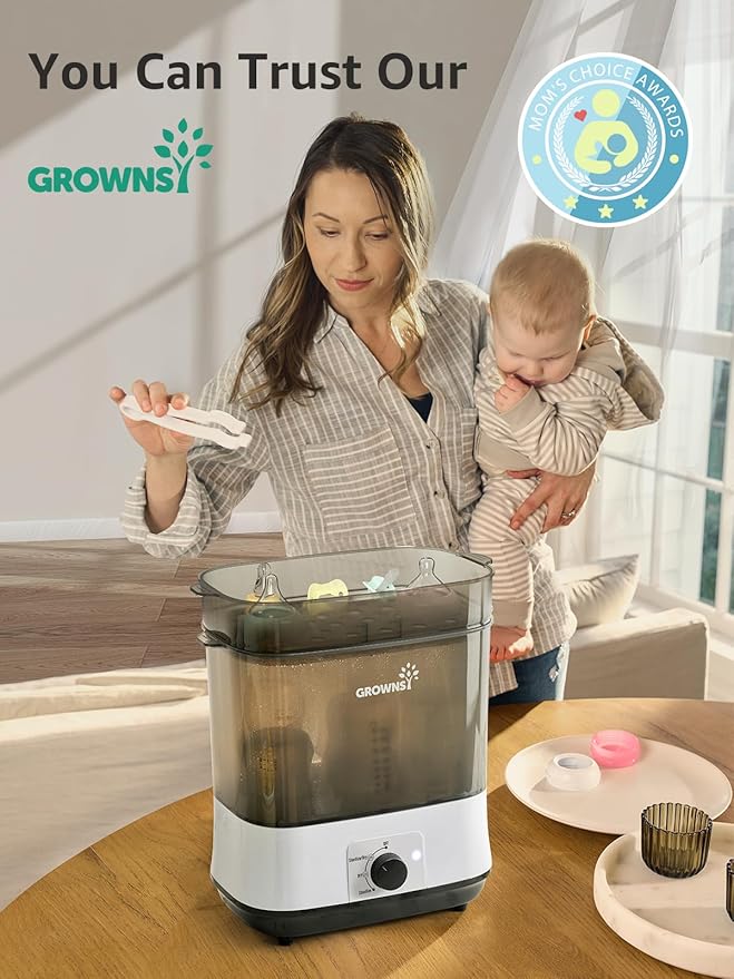 Grownsy Adjustable 4 in 1 Large Bottle Sterilizer and Dryer, 8 Bottles Capacity