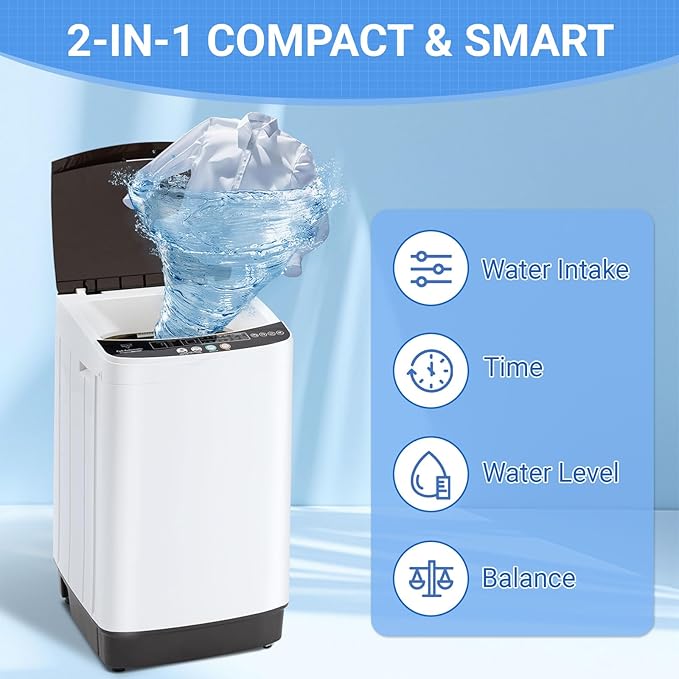 Compact Washer and Dryer Combo Set, 2.0 Cu.Ft Full-Automatic Washing Machine