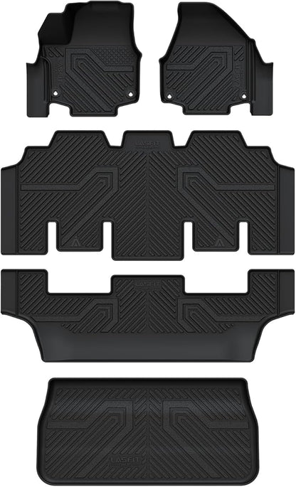 LASFIT Floor Mats for Chrysler Pacifica 2017-2025, All-Weather TPE Floor Liners & Trunk Cargo Mats Accessory for Pacifica/Voyager (7-Seater,Non Hybrid