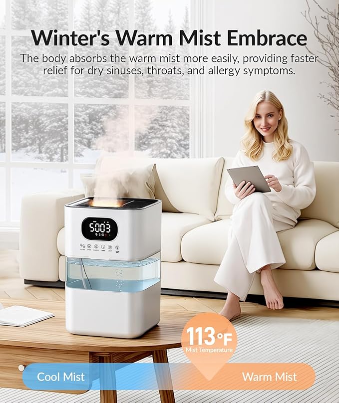 AreShark Humidifier Large Room, 2.2 Gal/8.5L Cool Warm Mist Air Humidifiers