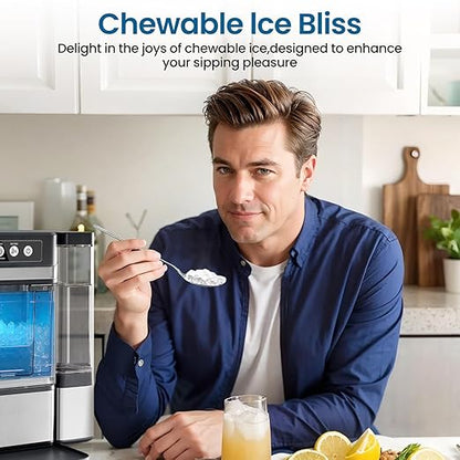 Chewable Crunchable Countertop Nugget Ice Maker，with Side Water Tank, 41 Lbs in