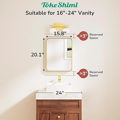 TokeShimi 16x20 Brushed Gold Bathroom Mirror, Vanity Mirror Bathroom Wall