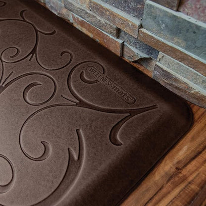 WellnessMats Anti-Fatigue Bella Motif Mat, 72 Inch by 24 Inch, Antique Dark