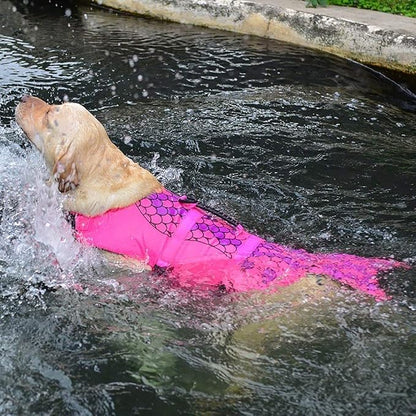 Dog Life Jacket Ripstop Shark Dog Safety Vest Adjustable Preserver with High Buoyancy and Durable Rescue Handle for Small,Medium,Large Dogs, Pink Fish Medium