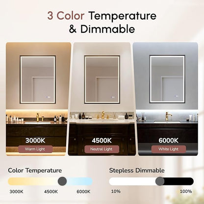 USHOWER 22X30 LED Bathroom Mirror
