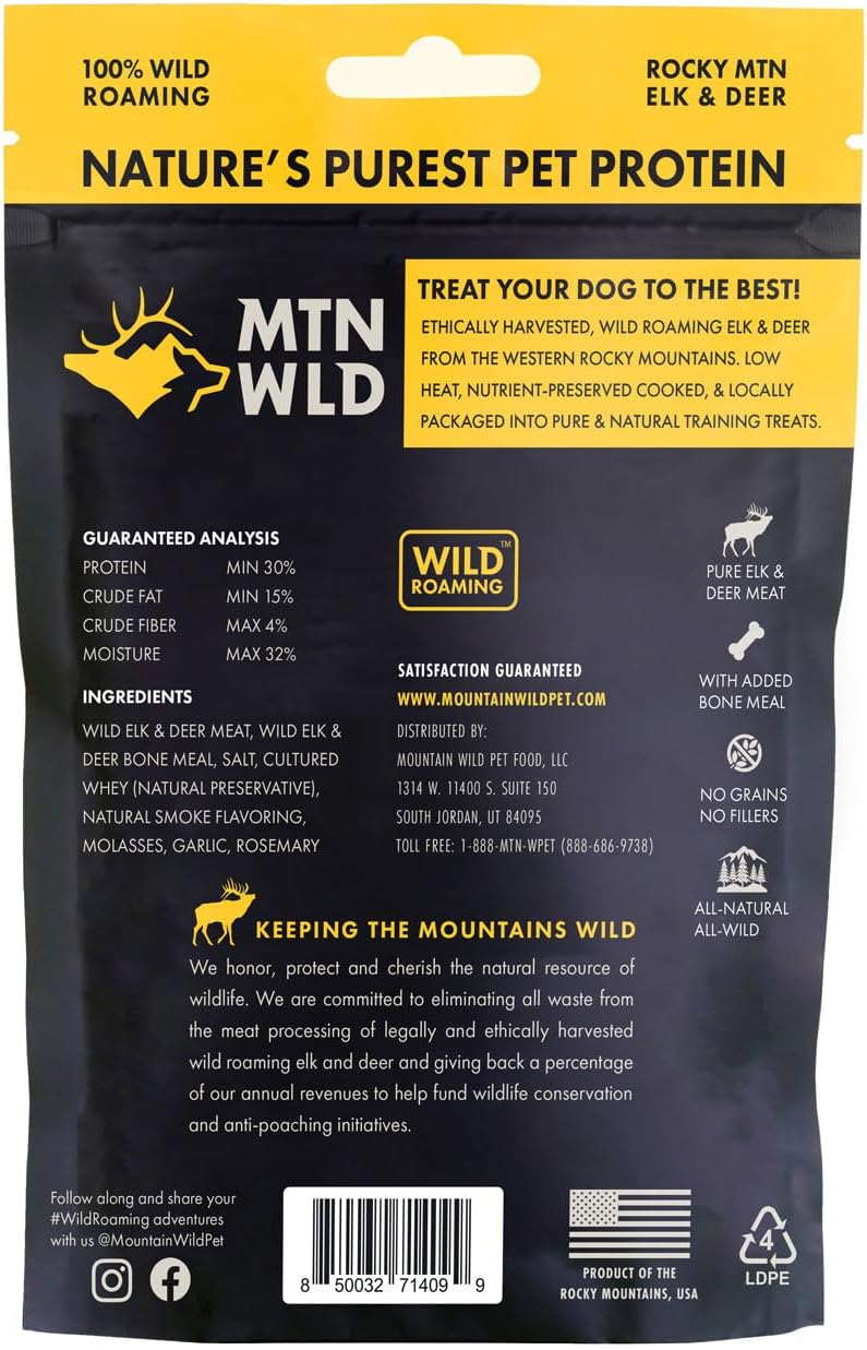 Training Treats for Dogs & Puppies – Elk & Venison Protein Puppy & Dog Treat – High Value, All-Natural, No Fillers, Grain-Free, No Artificial Preservatives – 4oz, 1 Bag