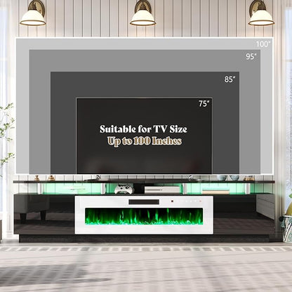 AMERLIFE 90" 2 Tier Fireplace TV Stand