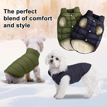 Syhood 2 Pieces Dog Jacket 2 Layers Fleece Lined Dog Jacket Warm Soft Windproof Small Pet Coat for Winter Cold Weather(S,Navy,Green)