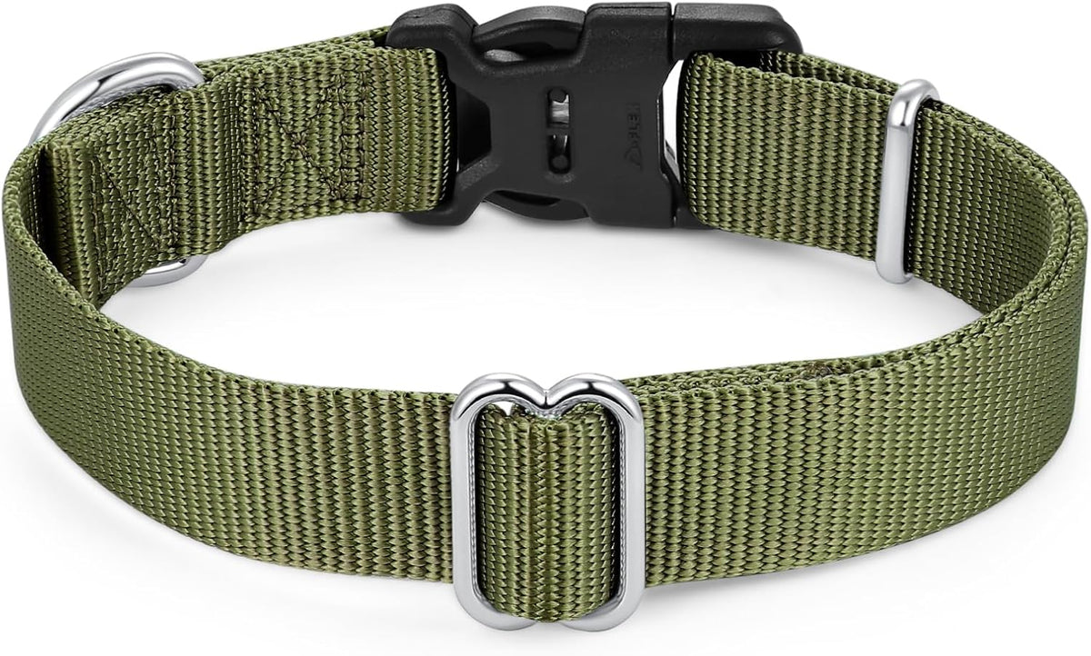 Mikivery Nylon Dog Collar with Quick Release Buckle Soft Adjustable Sturdy for Small Medium Large Dogs Military Green,M