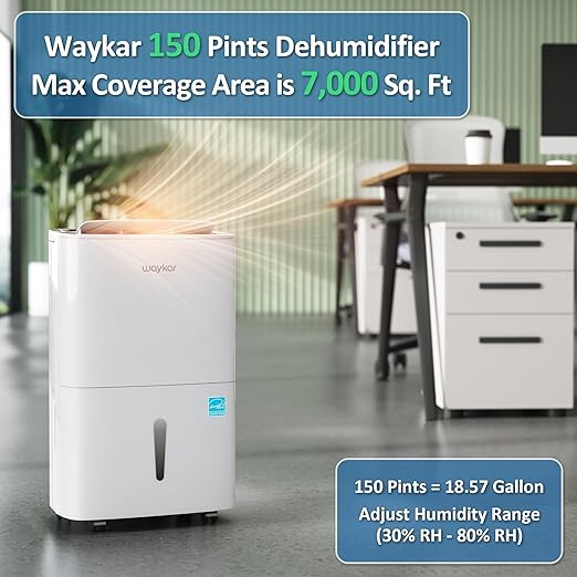 Waykar 150 Pints 2025 Energy Star Dehumidifier