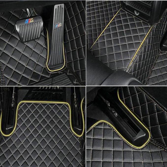 TAHALICustom Colors Car Floor Mats Black Pink for 99.9% Sedan SUV Sports， All-Weather Liners Car Floor mat，Luxury Leather Automotive Floor Mats (Black red mats,3D Floor Mats)