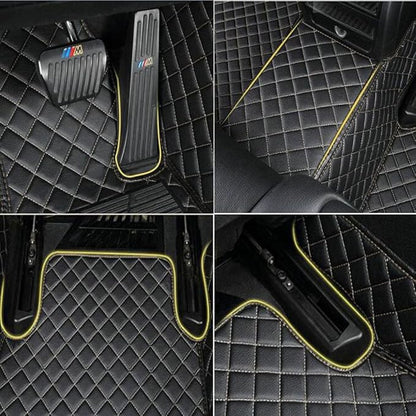 TAHALI Custom Colors Car Floor Mats Black Pink for 99.9% Sedan SUV Sports， All-Weather Liners Car Floor mat，Luxury Leather Automotive Floor Mats (3D Black Red,3D Floor Mats)