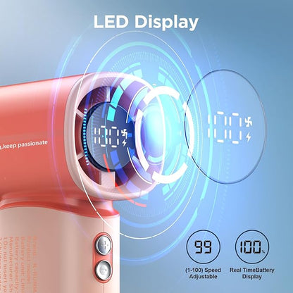 K-RUNMAN Portable Handheld Turbo Fan, 100 Speeds Adjustable Mini Personal Fan