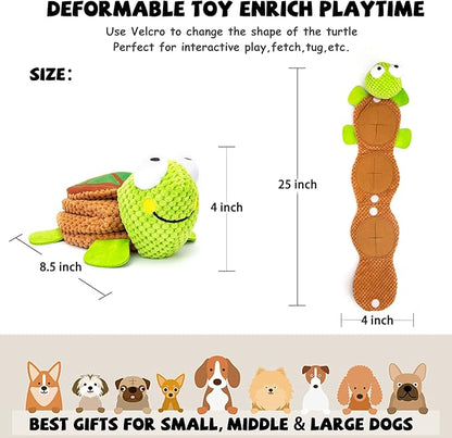 Dog Puzzle Toys - Enrichment Squeaky Crinkle Snuffle Treat Dispensing Smart Dog Toys for Boredom and Stimulating, Durable Plush Toys for Large Medium Small Breed - Turtle