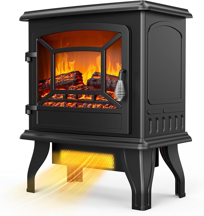 ROVSUN 20" H Electric Fireplace Stove Space Heater, 1400W Portable Freestanding