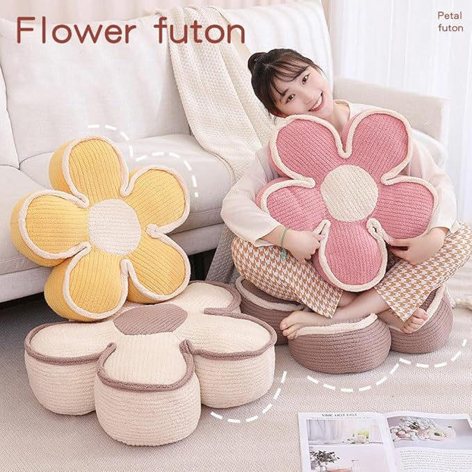 Sexysamba Flower Shaped Floor Seat Pillows Cushions 25.6" x 7.5", Giant Aesthetic Daisy Flower Decorative Throw Pillows Preppy Floor Seating Cushion for Girls Bedroom Room Sofa Chair Decor,White