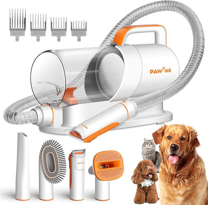 Pet Grooming Kit with Vacuum, All-in-1 Professional Deshedding Tools for Dogs & Cats - Low Noise Dogs Vacuum Cleaner with 2L Large Capacity Dust Cup for Shedding Pet Hair