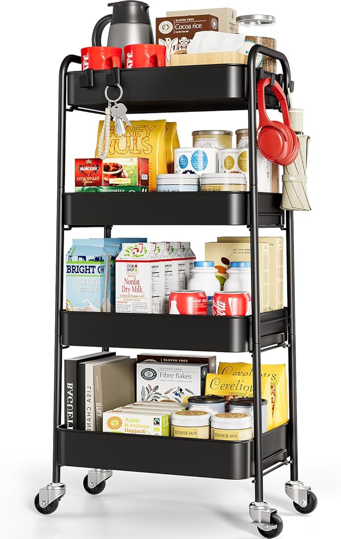 TOOLF 4-Tier Metal Rolling Cart