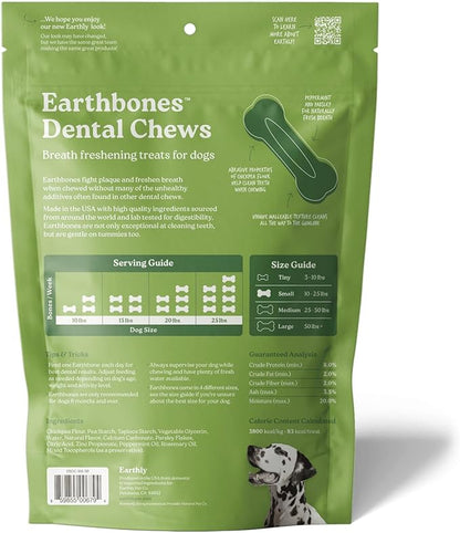 Earthbones Dental Chews for Dogs 10-20lbs, 30 Bones